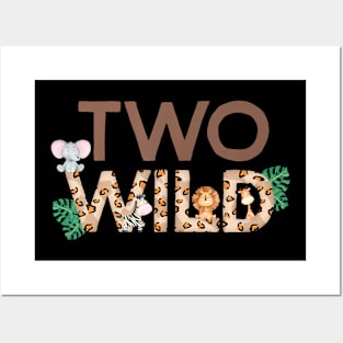 Wild Two Animal Safari 2nd Birthday Theme Family Boy Girl Posters and Art